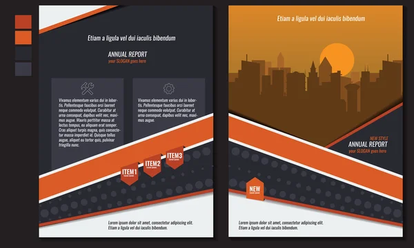 Orange annual report Leaflet Brochure Flyer template A4 size — Stock Vector