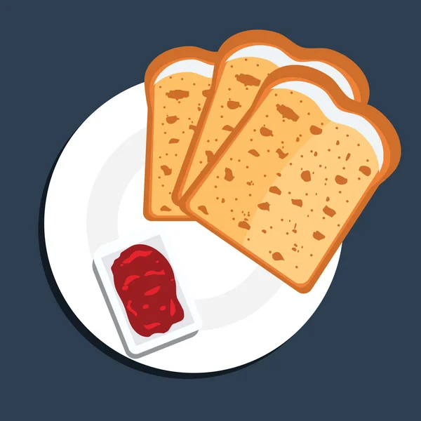 Vektor illustration två toast brödskivor. Uppifrån och — Stock vektor