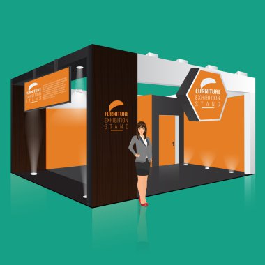 Yaratıcı sergi stand tasarımı. Booth şablonu. Kurumsal kimlik vektör