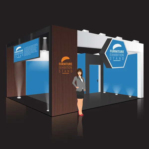 Design de stand de exposição criativa. Modelo de cabine. Vetor de identidade corporativa — Vetor de Stock