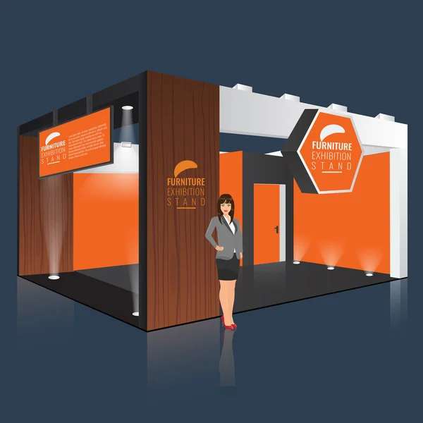 Design de stand de exposição criativa. Modelo de cabine. Vetor de identidade corporativa — Vetor de Stock