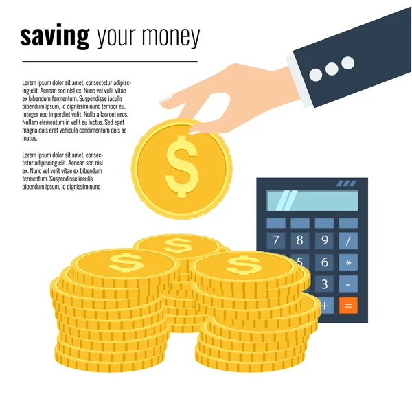 Pénz megtakarítás fogalma. Vektoros illusztráció lapos stílusú design. — Stock Vector