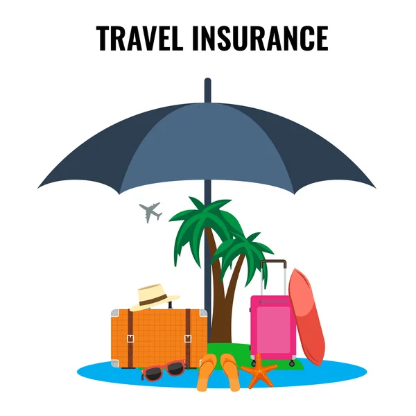 Diseño del concepto de seguro de viaje para póster , — Vector de stock
