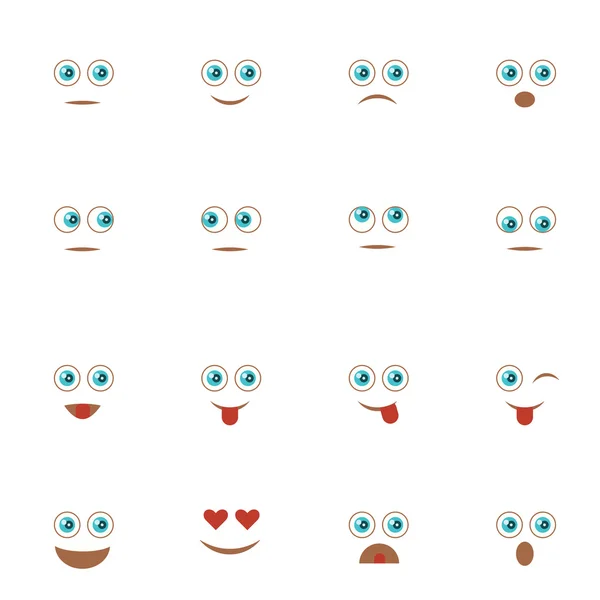 Conjunto de Emoticons, Emoji. Ícones de sorriso. Vetor isolado — Vetor de Stock