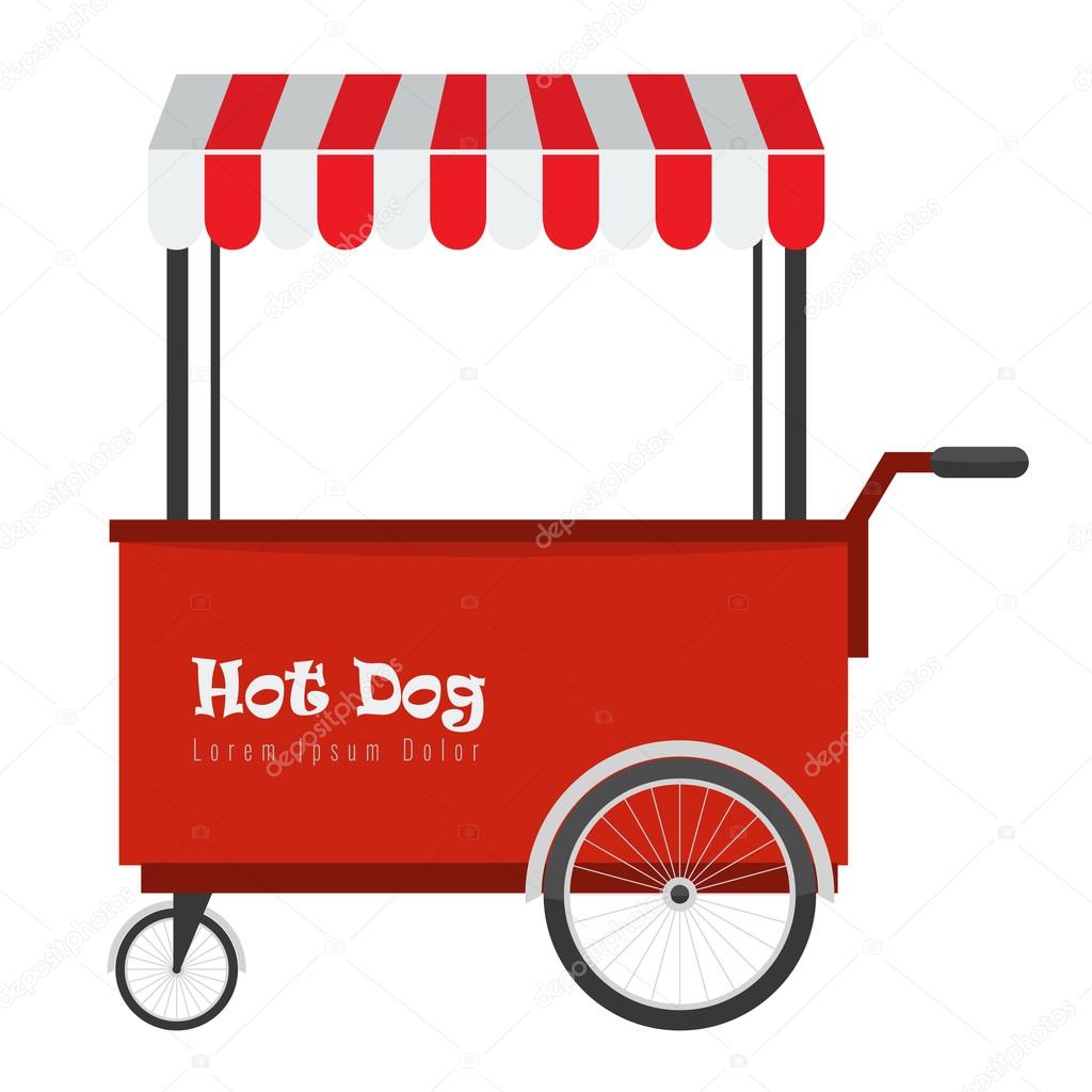 Fast food hot dog and street hotdog cart with awning