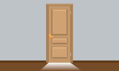 Parlak güneş ışığı ile kapalı kapının dışında geliyordu