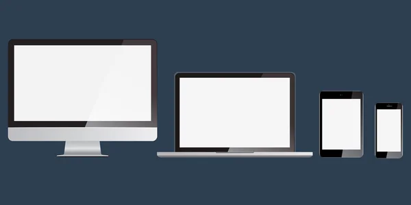 Set van moderne monitor, computer, laptop, telefoon, Tablet PC — Stockvector