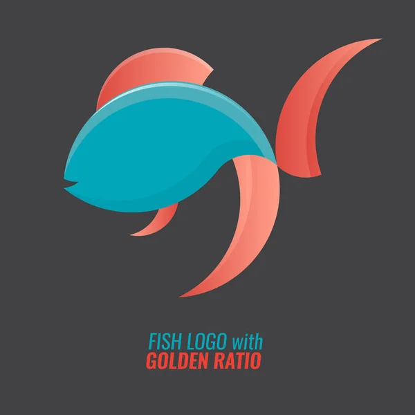 Шаблон логотипу риби для вашого дизайну значка або символів. Зроблені з золотих кіл співвідношення. Плоска і тверда Векторна ілюстрація . — стоковий вектор