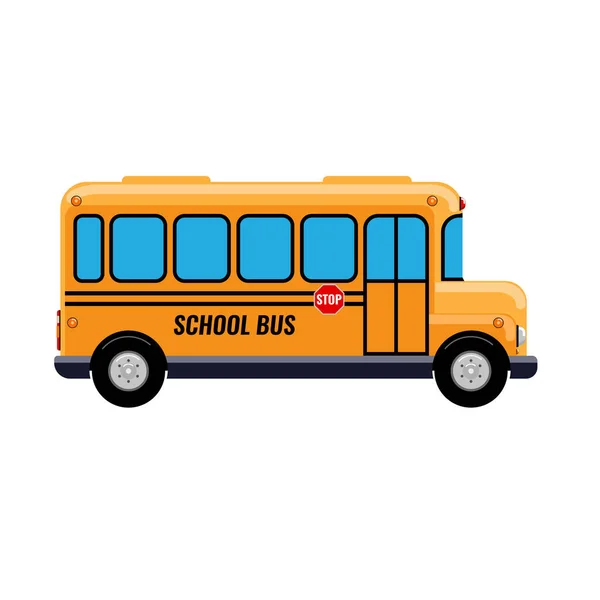School bus with cartoon style. Flat and solid color vector illustration. — Stock Vector
