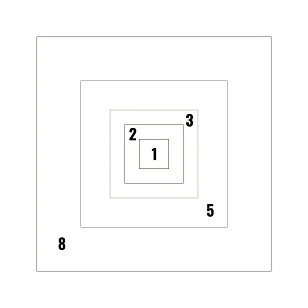 Rapport de section d'or ou carrés de proportion. Concept harmonieux avec rectangle. Illustration vectorielle.. — Image vectorielle