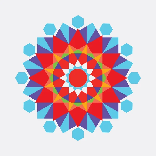 Colorido adorno floral geométrico. Mandala de color plano y sólido. ilustración vectorial. — Archivo Imágenes Vectoriales