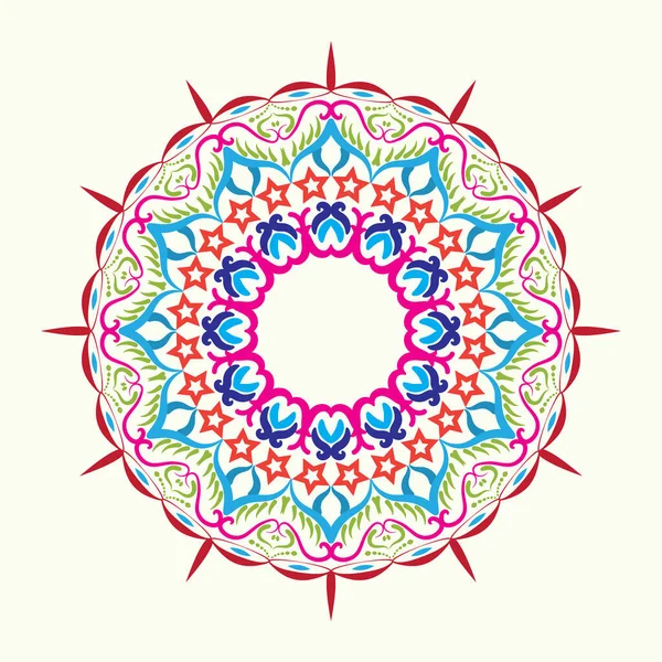 Kleurrijke geometrische bloemen ornament. Vlakke en effen kleur Mandala. vectorillustratie. — Stockvector