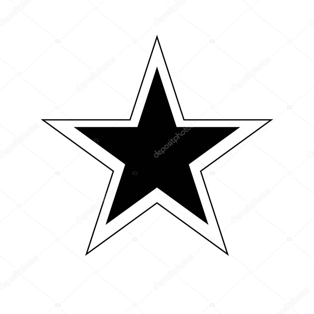 Trendy Black star with filled and outline style. Vector illustration.