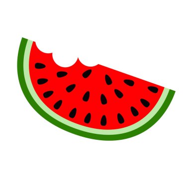 Dilimlenmiş karpuz ikonu. Sağlıklı gıda konsepti. Düz ve katı renk vektörü çizimi.