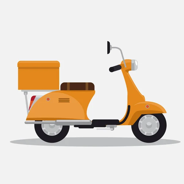 Scooter ou moto moderne pour la livraison. Illustration vectorielle couleur plate et unie. — Image vectorielle