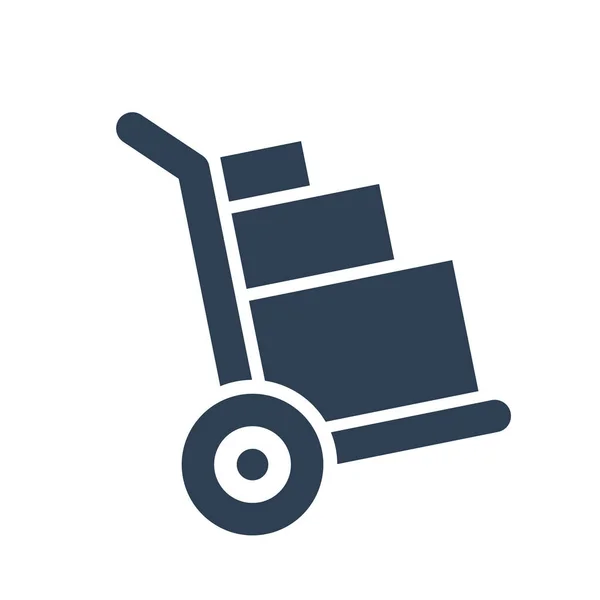 Metal Hand Truck ikon. Kézi teherautó oldalnézeti szimbólum stílusban. Lapos és szilárd színű vektor illusztráció. — Stock Vector