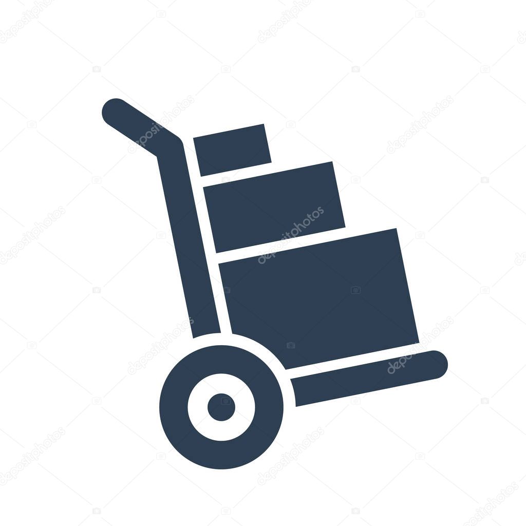 Metal Hand Truck icon for your design. Hand Truck with side view symbol style. Flat and solid color vector illustration.