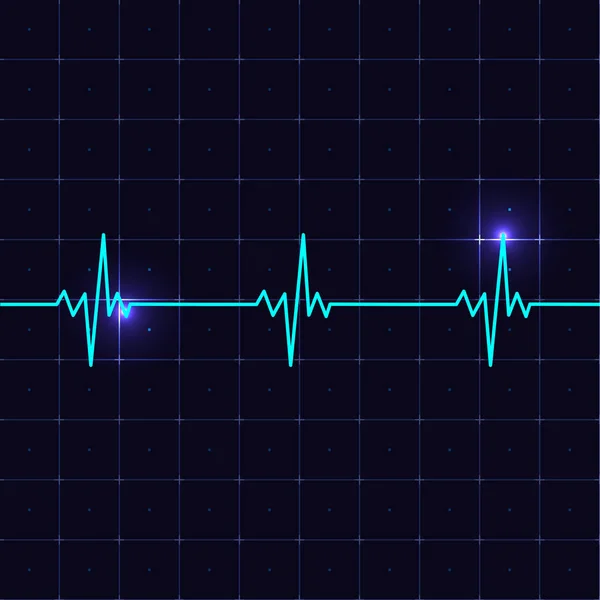 心臓が心臓を鼓動させる あなたのデザインのための現実的な画面と光の効果を持つハートパルス ベクターイラスト — ストックベクタ