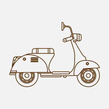 Çizgi sanatı tarzında scooter teslimatı. Ana hatlı motosiklet ikonu. Vektör illüstrasyonu.