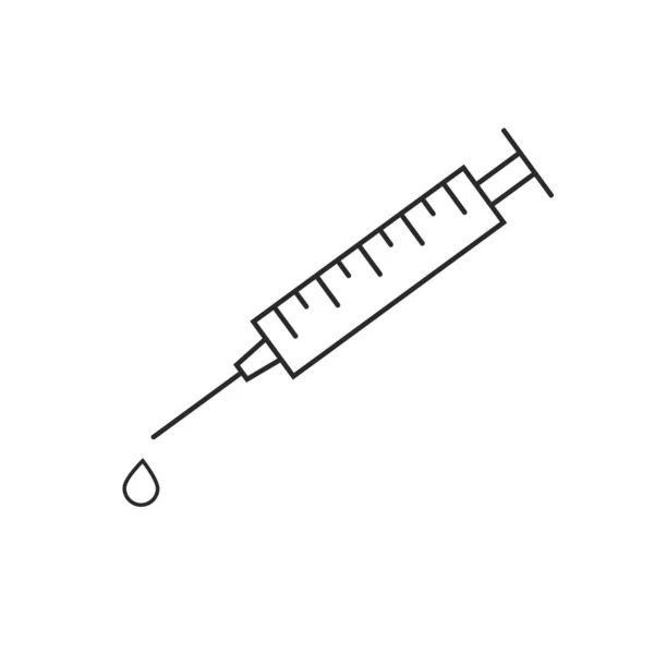 Syringe line art icon 또는 주사와 예방 접종 개념. 벡터 일러스트. — 스톡 벡터