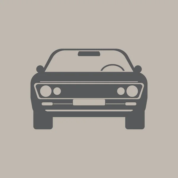 Muscle Vista dianteira do carro clássico ou retro. Ilustração vetorial vintage de cor plana e sólida. —  Vetores de Stock