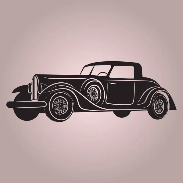Μύες Classic ή ρετρό αυτοκίνητο μπροστά και πλευρική άποψη. Επίπεδη και στερεά χρώμα vintage διανυσματική απεικόνιση. — Διανυσματικό Αρχείο