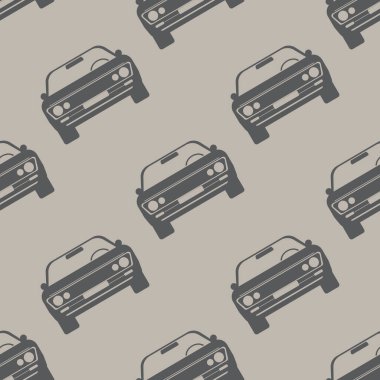 Retro araba kusursuz bir model. Vintage arkaplan ve katı renk vektörü çizimi.