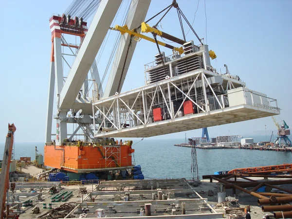Industrial crane at the port — Stock Fotó