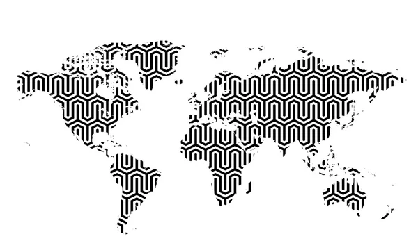 Creative world map with strange pattern — Stock Vector