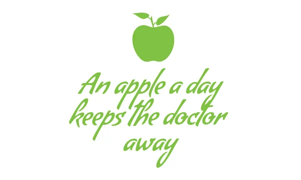 견적 사과 하루 떨어진 의사를 유지와 함께 그린 애플. — 스톡 벡터