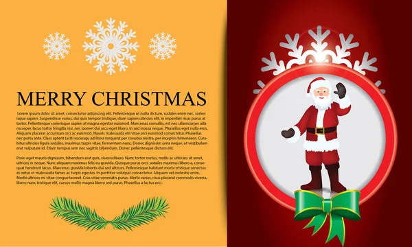 Folheto com floco de neve projetado abstrato e Papai Noel — Vetor de Stock
