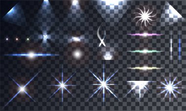 Creative concept Vector set of glow light effect stars clipart