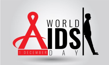 Dünya AIDS günü - vektör işareti simgesi. 1 Aralık. HIV