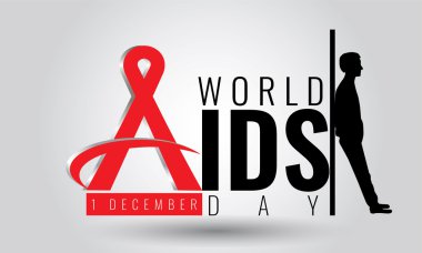Dünya AIDS günü - vektör işareti simgesi. 1 Aralık. HIV