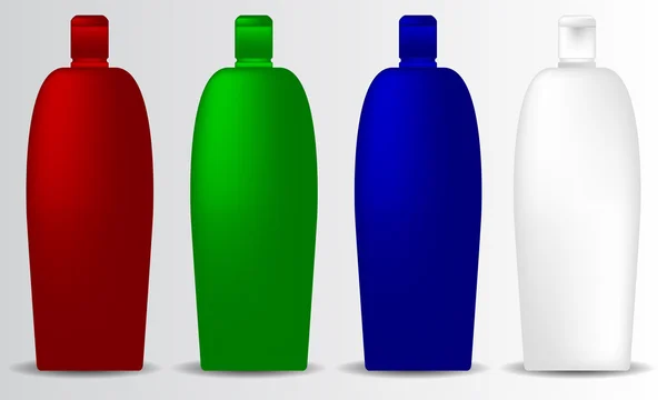 Shampoo Flasche Mock-up Sammlung Promo-Objekte Marke Set — Stockvektor