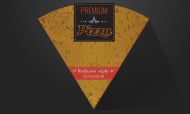 Vektör logo dilim pizza ve şerit etiket