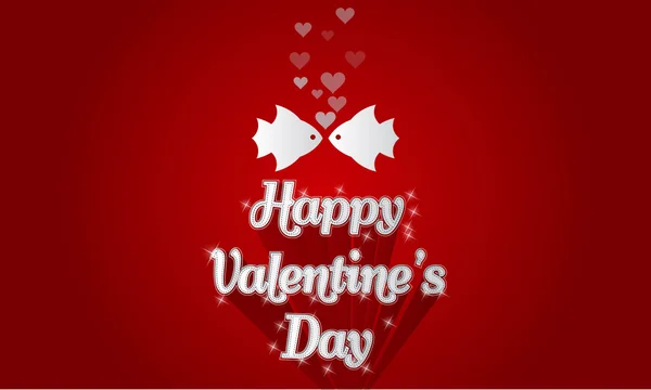 Happy Valentine's Day belettering wenskaart vis symbool — Stockvector