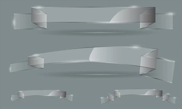 Ensemble vectoriel de bannières de ruban transparent en verre — Image vectorielle