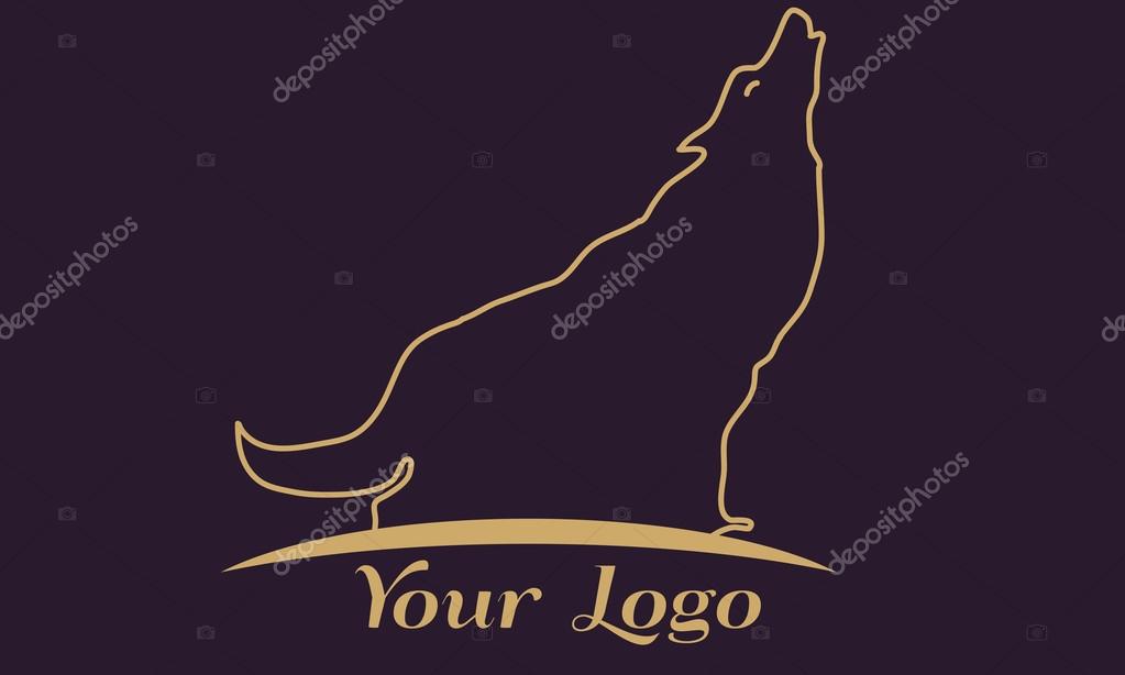 Wolf sign for company outline corporate logo or trademark. Vector illustration.