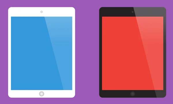 Tableta blanca y negra con pantalla a color diferente — Archivo Imágenes Vectoriales