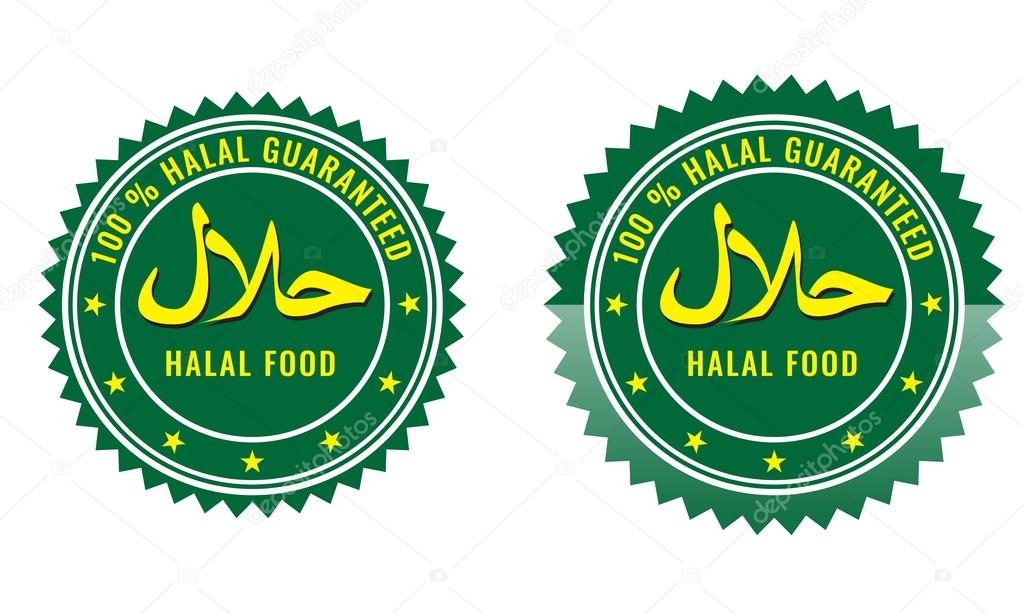 Guaranteed Halal sign certified product label.