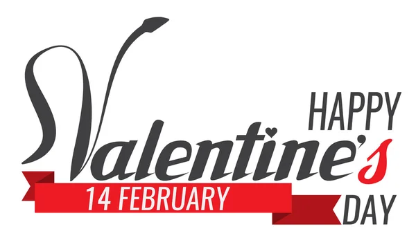 Happy Valentines Day Hand Lettering - Typografische achtergrond — Stockvector