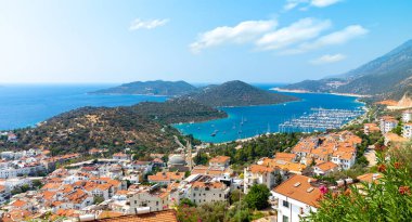Akdeniz kıyısının Kas, Antalya ilinin manzarası, Türkiye