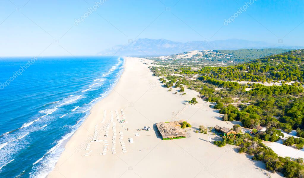 Aereal view of an untouched Patara Beach in Antalya,Turkey
