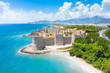 Panoramic view of the Mamure Castle in Anamur Town, Turkey clipart