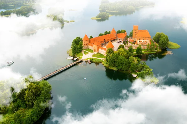 Letecký pohled na starý hrad. Trakai, Litva. — Stock fotografie