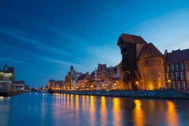 Motlawa River Polonya Gdansk eski şehir ile liman.