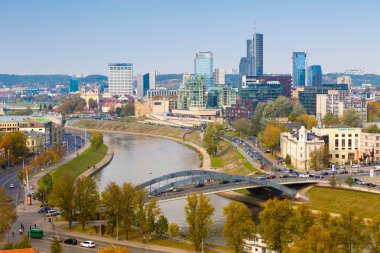 Vilnius City iş merkezi Panoraması. Litvanya.