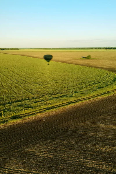 Der Schatten Eines Fliegenden Ballons Spiegelt Sich Auf Dem Boden — Stockfoto