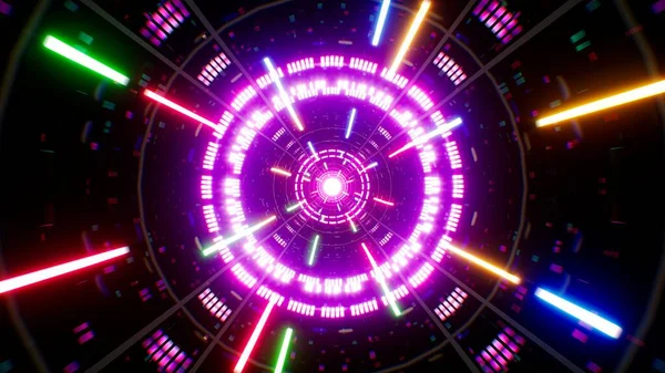 Parlayan Renkli Lazer Işın Işık Patlaması Disk Efekti